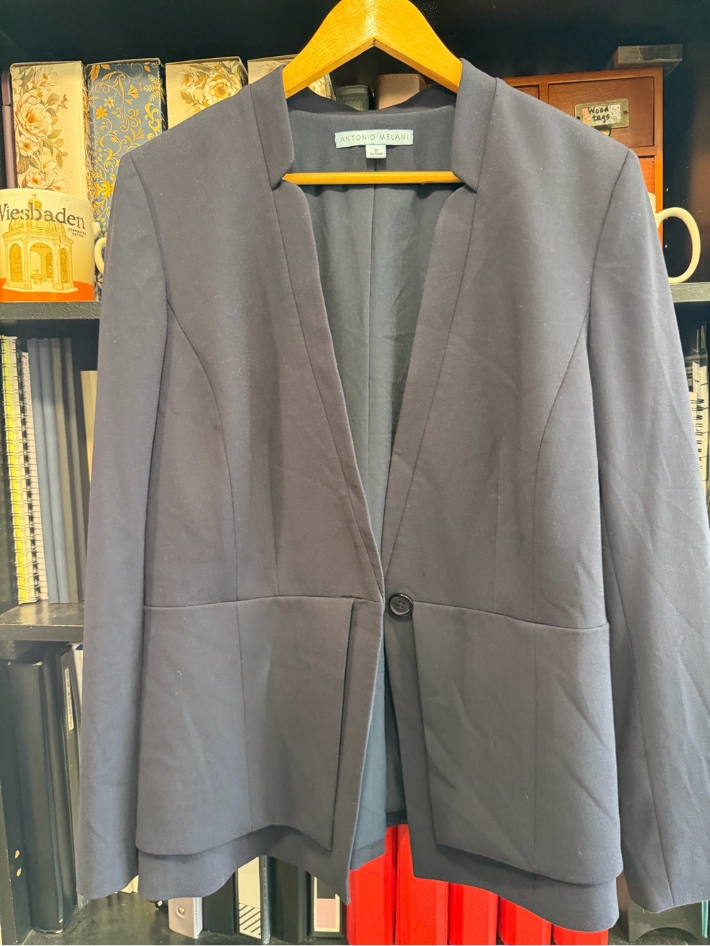 ANTONIO MELANI Navy Single-Button Tailored Blazer